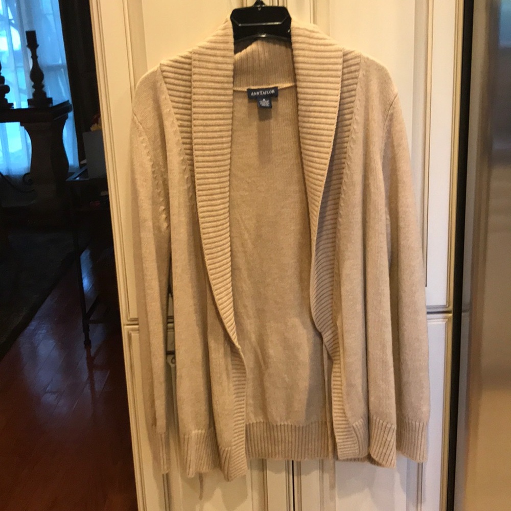 Ann Taylor tan wrap sweater cardigan